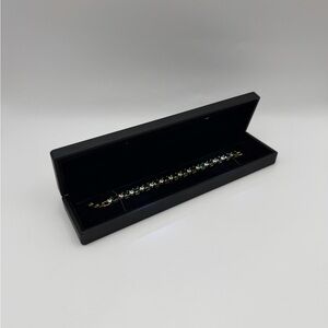 Gold Princess Cut Emerald Tennis Bracelet